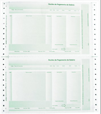 Recibo de Pagamento Lab2 Formulário Contínuo Tamoio Ref. 5044 - Funido Verde Com 250 jogos 2 vias